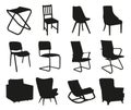 Set of silhouettes of chairs and armchairs. Isolated on white background vector image.